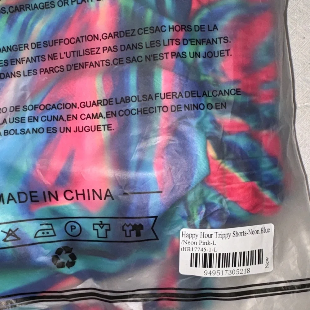 #84 Neon Blue Tie-Dye Shorts men’s Large - Picture 2 of 5